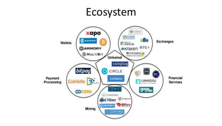 size of overall crypto ecosystem mining payments exchanges wallets